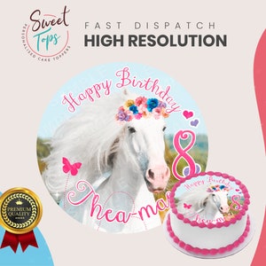 Horse Round Edible Cake Topper Birthday Decoration Personalised