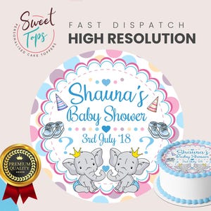 Babyshower jongen gepersonaliseerde ronde eetbare taarttopper Taartdecoratie