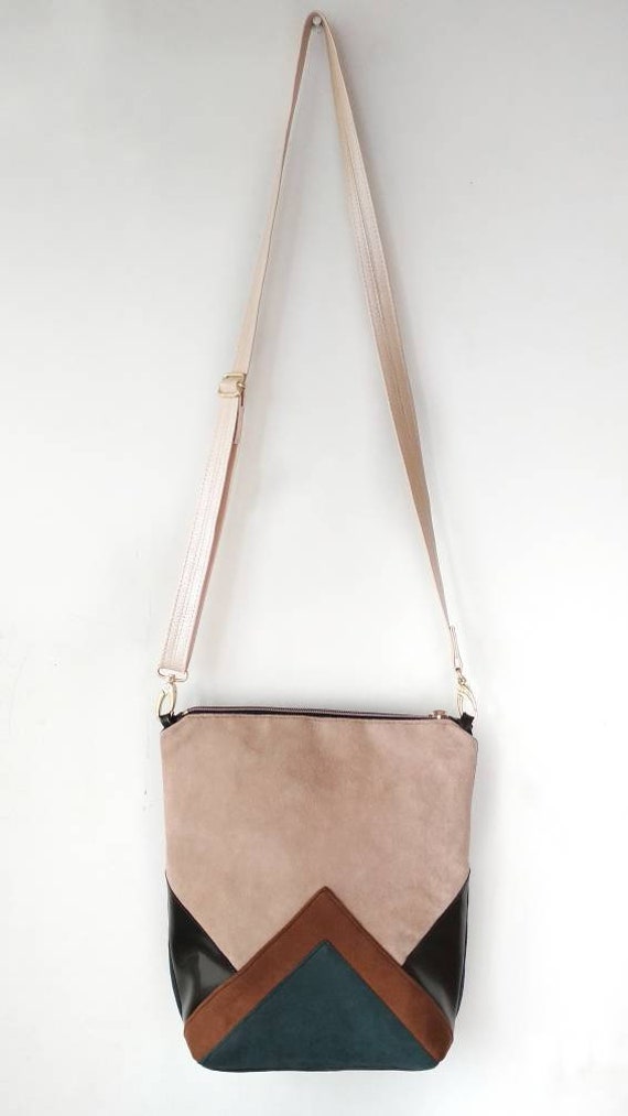 beige suede purse