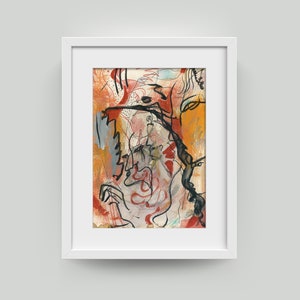 Unique DIN A4 - Art abstrait et figuratif - Peintures murales peintes et dessinées à la main