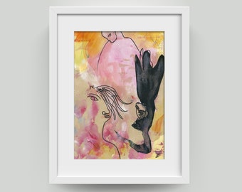 Unique DIN A4 - Buy modern painting directly, online artist paintings, affordable art, drawing abstract-figurative original painting