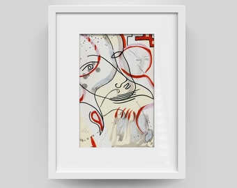 Unique 30/20 cm (11.8/7.87 inch) Picture on cardboard, "fantasies" painting Original painting drawing / murals, art modern