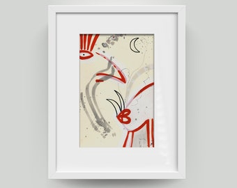Unique 30/20 cm (11.8/7.87 inch) Picture on cardboard, &quot;fantasies&quot; painting Original painting drawing / murals, art modern