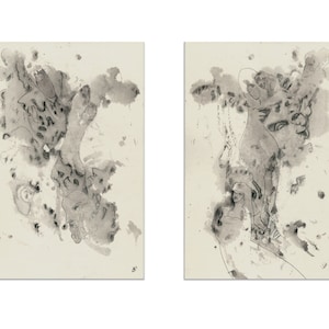 Unikat 2x 30/20 cm  (2x 11,8/7,87 inch) "Fleckenpaare" Original Bild aus Serie, Diptychon, Kunst, Malerei, Zeichnung