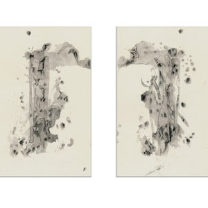 Unikat 2x 30/20 cm  (2x 11,8/7,87 inch) "Fleckenpaare" Original Bild aus Serie, Diptychon, Kunst, Malerei, Zeichnung