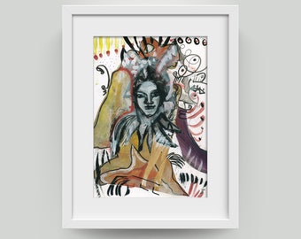 small mural, art - Original collage painting drawing "Feelings" / Unique pieces directly from the artist Barghorn buy online - Webshop Pictures