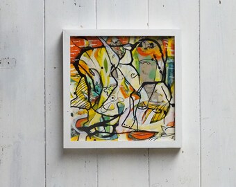 Unique 30/30 cm (11.8/11.8 inch) Original Art, Abstract Painting, Abstract Art Painted & Drawn, Modern Painting - Drawing