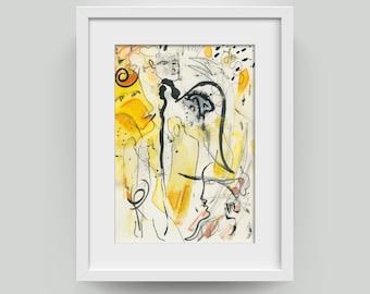 Mural, painting "Sunny" online shopping - Webshop - People Art Unique, yellow picture directly from the artist Holger Barghorn buy cheap