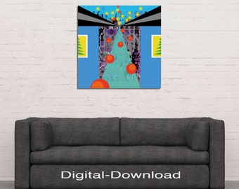 Download "Manege frei!" zauberhaftes, magisches, farbenfroh buntes Wandbild, abstraktes Digitalbild von Kunst1Art / Holger Barghorn