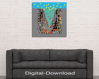 Download “Clear the ring!” Picture, art, abstract, square, stars, painting, drawings, mural, digital image by Kunst1Art