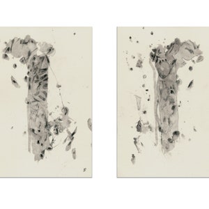 Unikat 2x 30/20 cm  (2x 11,8/7,87 inch) "Fleckenpaare" Original Bild aus Serie, Diptychon, Kunst, Malerei, Zeichnung