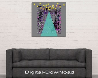 Download "Manege frei!" Bild, Kunst, abstrakt, quadratisch, Sterne, Malerei, Zeichnungen, Wandbild, Digitalbild von Kunst1Art