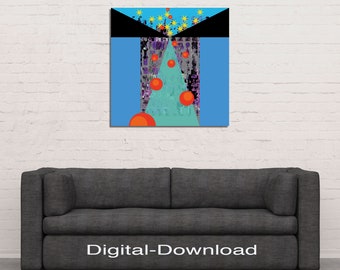 Download "Manege frei!" quadratisch, grün, blau, violett, grau, verspielt, abstrakt, Wandbild, Digitalbild von Kunst1Art / Holger Barghorn