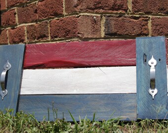 Rustic Handmade 'Patriotic Americana' Reclaimed Pallet Wood Tray