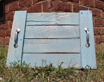 Rustic Vintage Aqua Handmade Reclaimed Pallet Wood Tray