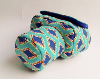 Case for DSLR camera bag cover green boho blue rectangles pattern