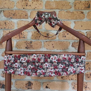 Vintage 80&#39;s Floral Matching Cummerbund and Bow Tie Adjustable