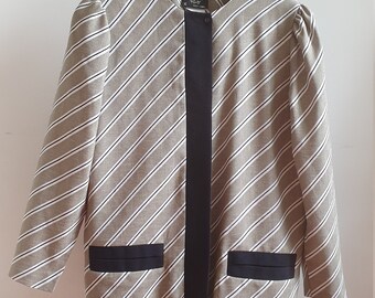 Vintage 80/'s ** Open Front ** Single Button ** Vivid Blue ** On Trend ** Jacket ** Top ** Size ML