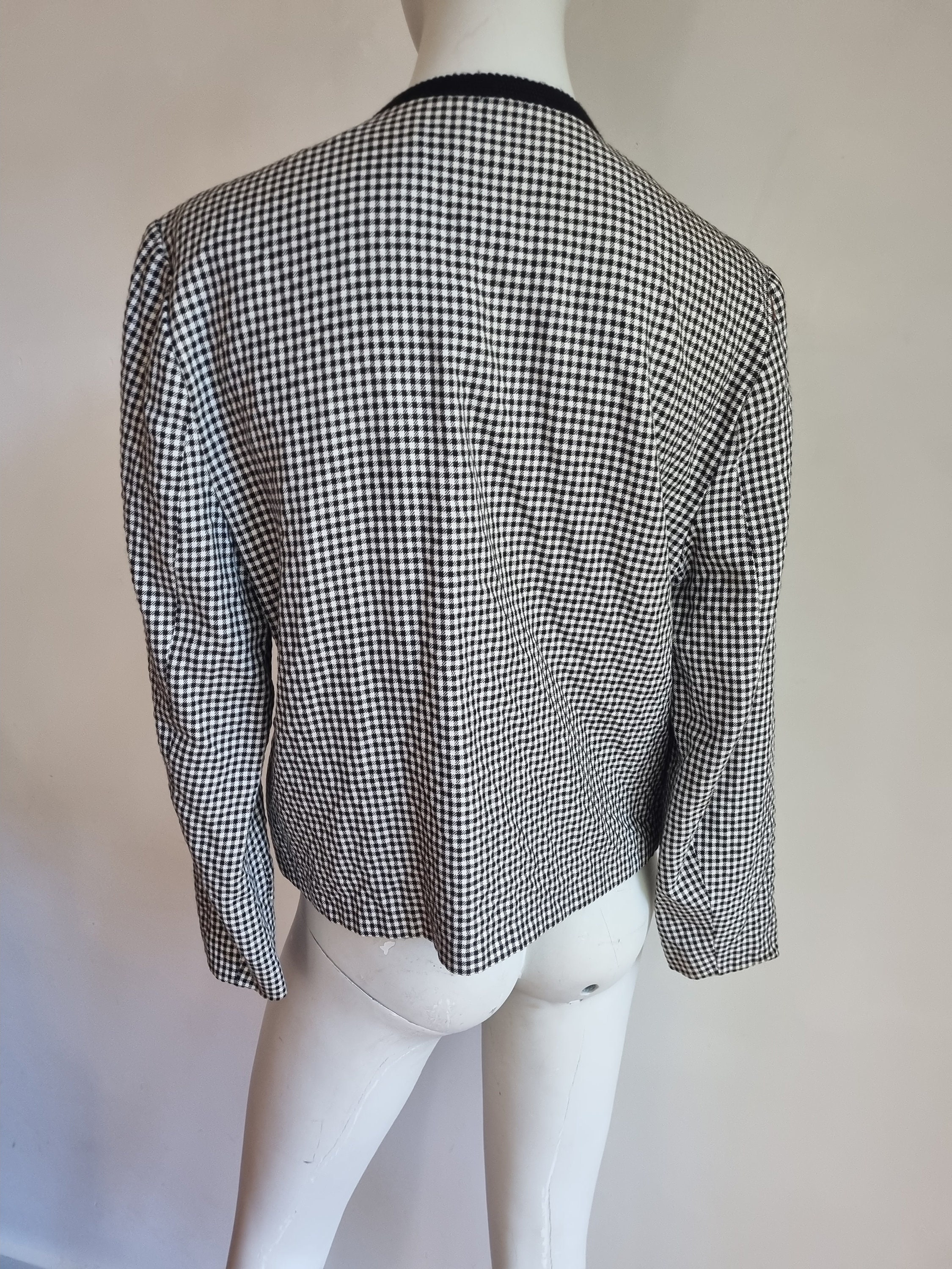 Classic Wool Blend Black and White Check 1990's Minimalism