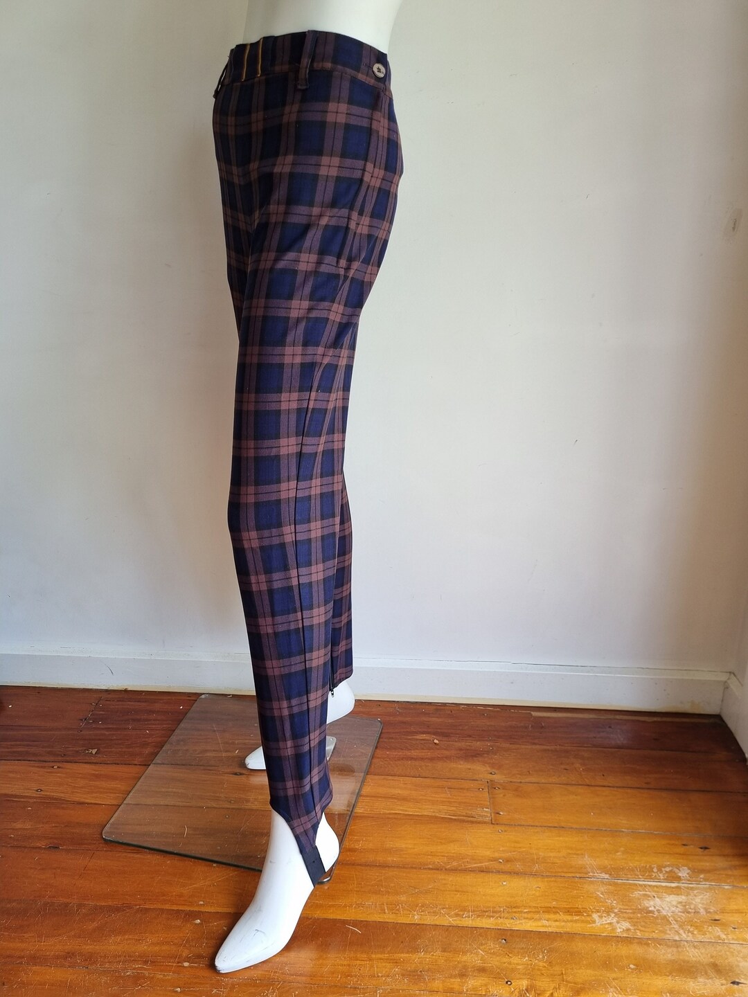 Classic Vintage High Rise Trousers Check Pants Just Jeans Etsy
