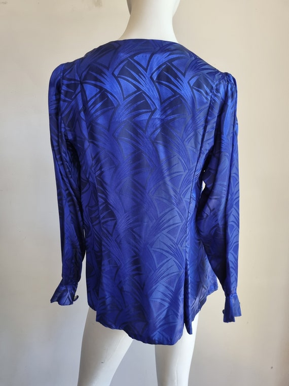 Electric Blue Textured Satin with Covered Buttons… - image 3