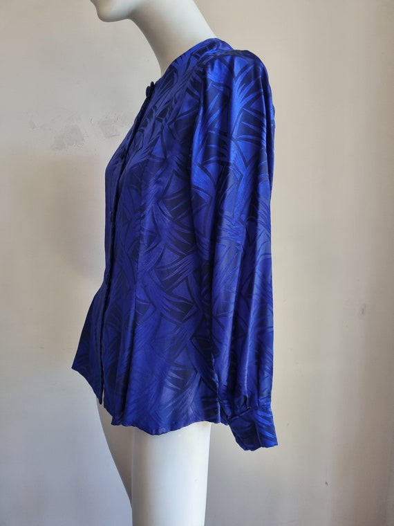 Electric Blue Textured Satin with Covered Buttons… - image 2