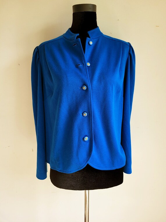 Cute Bright Blue 1960 s Classic Square Cut Button up Jacket With Gold Blue Buttons Etsy Canada