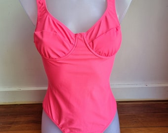 Hot Pink Vintage Australian Made Classic Minimal 1990's Lycra  Swimsuit