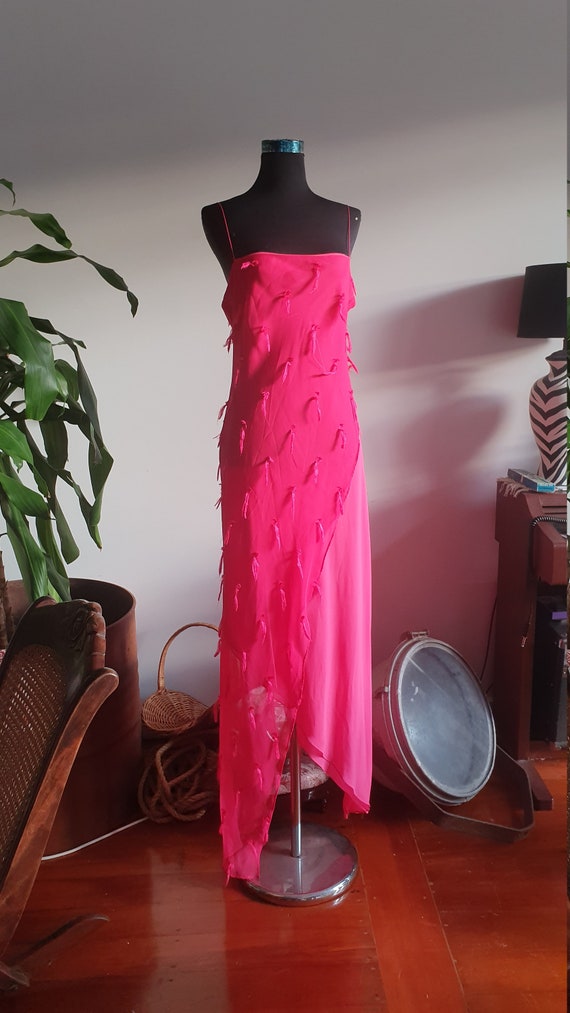 Hot Pink 1990's Dreamy Evening Formal Dress with T