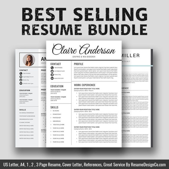 2019 resume cv templates bundle cover letter graduate professionals modern office word resume cv templates instant download claire rb top rated resume templates