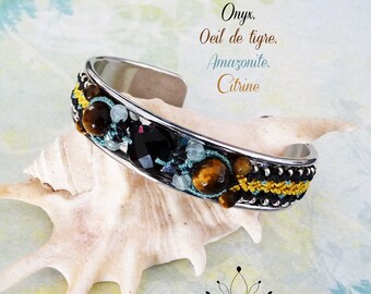 Bracelet "onyx, Tiger eye, amazonite" Sweety - jewelry water lily fine macrame
