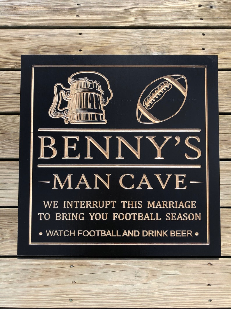 Man Cave Signs Personalized Signs Carved Wood Signs Sports Etsy