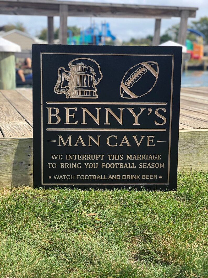 Man Cave Signs Personalized Signs Carved Wood Signs Sports Etsy