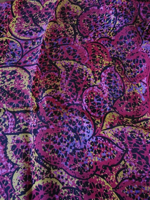 Lanvin silk scarf with bold sizzling florals, 80s… - image 5