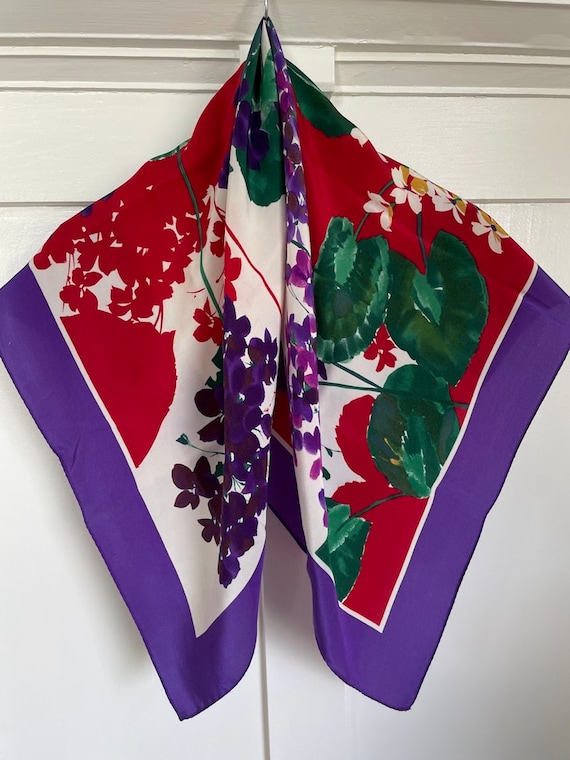 Jaeger silk scarf, bold floral, 80s // iconic Bri… - image 6