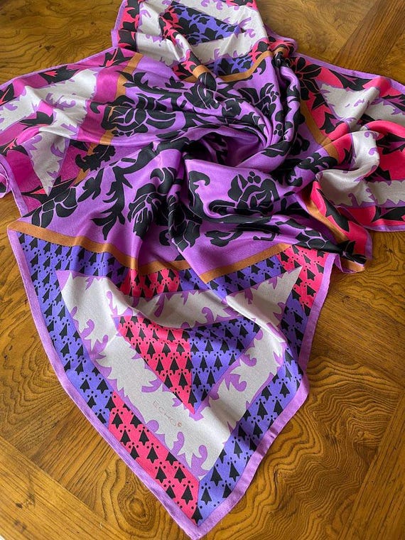 Echo Silk Scarf, Vivid Colours and Pattern, 80s 90s  display picture 1