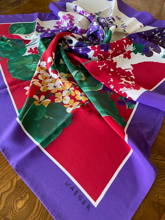 Jaeger silk scarf, bold floral, 80s // iconic Bri… - image 2