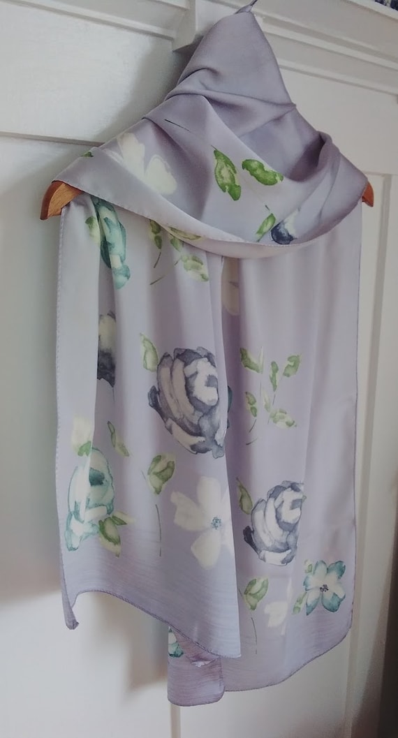 Laura Ashley silk scarf, watercolour floral print,