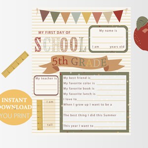 5th GRADE Welcome Back to School Printable INTERVIEW, Back to School ...