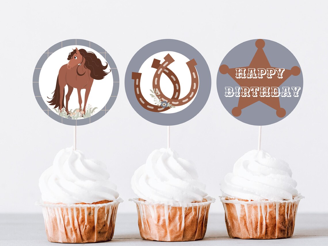 BOY Cupcake Toppers Horse, Cupcake Toppers Birthday Printable, First ...