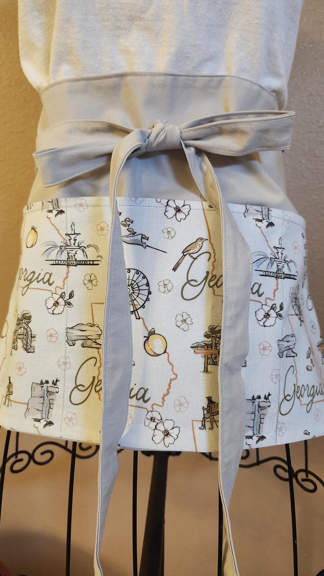 Georgia Themed 3 Pocket Apron, Teacher Apron, Waist Apron, Vendor Apron ...