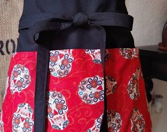Sugar Skulls Waitress/Waiter/Server/Half/waist/Vendor/3 pocket apron