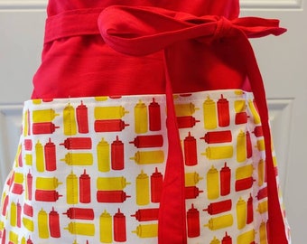 Ketchup and Mustard Waitress/server/Vendor/Half/waiter/waist/3 pocket apron