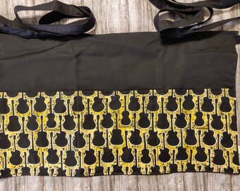 Black Guitars Waitress/Server/Vendor/Teacher/Half/Waist/3 Pocket Apron