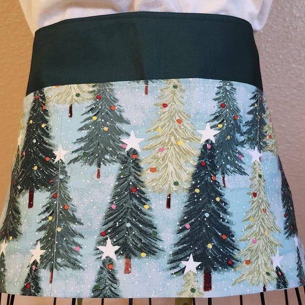 Christmas Tree Forest 3 pocket apron, server apron, teacher apron, waist apron, vendor apron, waitress apron