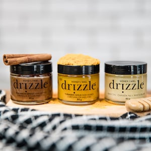 Honey Taster Trio Drizzle Honey, Local Canadian Honey, Honey Gifts, Tea Gifts, Food Gift Box, Sweetener, Sustainably Made, Bee Friendly image 1