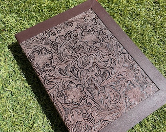 A5 geboortekaart Soul Journal: handgemaakt bloemendagboek van kunstleer