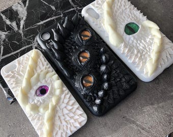 3D-telefoonskin Dragon Eye: handgemaakte fantasiehoes van polymeerklei