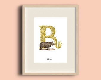 Instant Download Print Nursery alphabet artwork, Letter R Wall art decor, Printable art, Educational print, Eco friendly poster, kids room