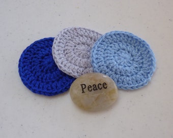 Crochet eco friendly makeup remover, baby washcloths, scrubbies, face wash pads, blue gift set